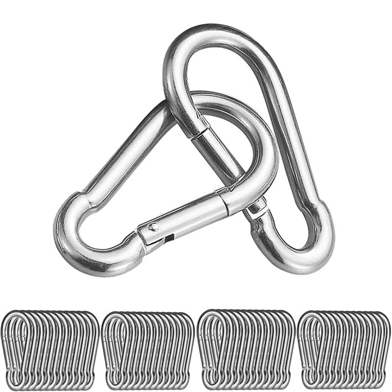 Ailengy 50 Pack 3Inch Safety Spring Snap Hook, 5/16I Galvanized Steel Quick Link Carabiner Clip Hooks, Heavy Duty Steel Clip Buckle for Camping Hiking, Hiking Boating, Fishing, and Traveling - Image 1